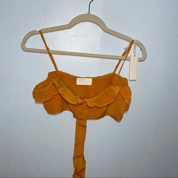 Capulet Orange Ruffled Sleeveless Crop Top Size XS - Picture 4 of 5